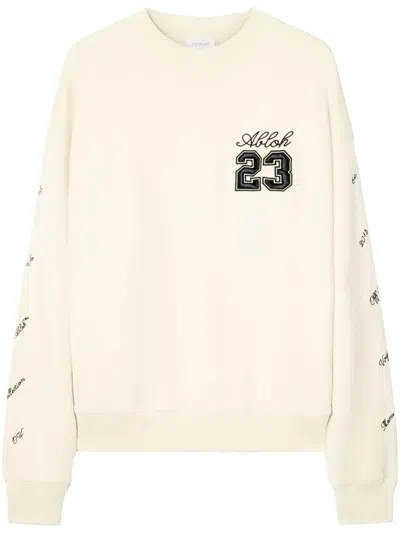 Off-white Skate-fit Brushed Cotton 23 Crewneck Sweatshirt In Beige