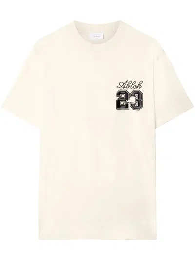 Off-white Off White Crew Neck T Shirt With 23 Logo In Beige