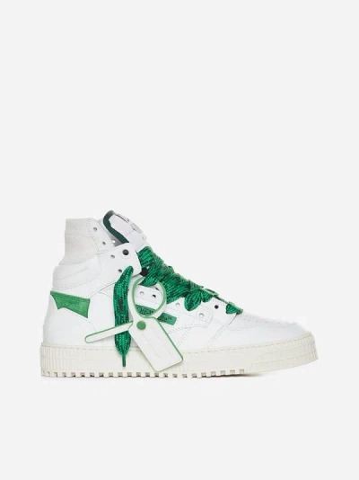 Off-white 3.0 Off Court Leather Sneakers In White,green
