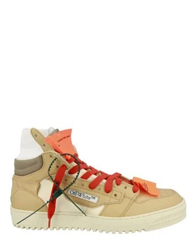 Off-white 3.0 Off Court High-top Sneakers Man Lace-up Shoes Multicolored Size 9 Calfskin, Cotton, Po In Neutral