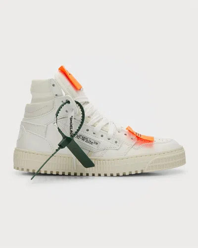 Off-white 3.0 Off Court Leather High-top Sneakers In White Orange
