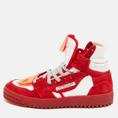 Pre-owned Off-white 3.0 Off Court Size 42 Red/white Suede And Leather High Top Sneakers