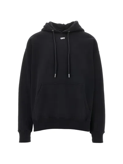 Off-white Cropped Black Hoodie With Geometric Stitching And Distinctive Logo