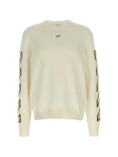 Off-white Off White Men Diag Outline Knit Crewneck In Multicolor