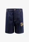 Off-white Bermuda In Denim Con Logo Anni '90 In Blue
