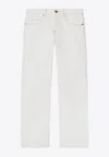 Off-white White Contrast-stitching Straight-leg Jeans In White