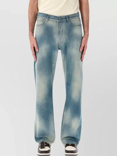 OFF-WHITE DENIM MID-RISE STRAIGHT-LEG JEANS