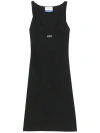 Off-white Off-embroidered Ribbed Minidress In Black