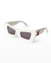 Off-white Accra Arrow Acetate Cat-eye Sunglasses In White Dark Gray