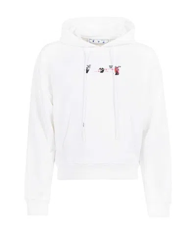 Off-white Acrylic Arrows Motif Hoodie In White