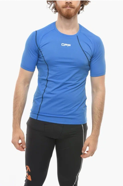 Off-white Active Printed Logo Compression Thermal T-shirt In Blue