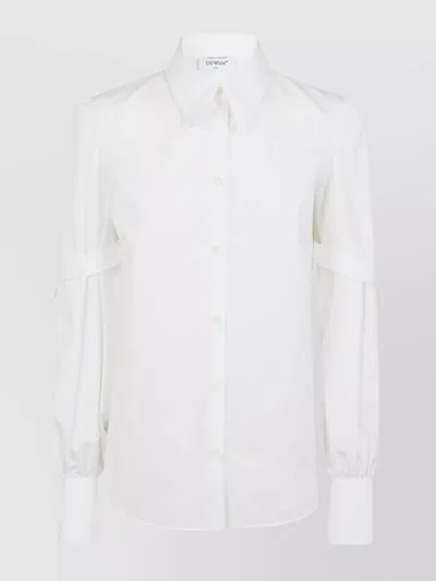 Off-white Long-line Long-sleeve Shirt In 白色