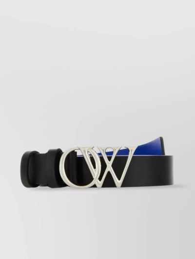 Off-white Adjustable Smooth Leather Strap In Black
