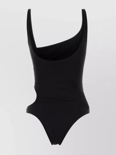 Off-white Adjustable Straps Scoop Neck Trikini In Black