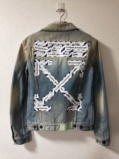 Pre-owned Off-white Airport Tape Arrows Denim Jacket In Indigo