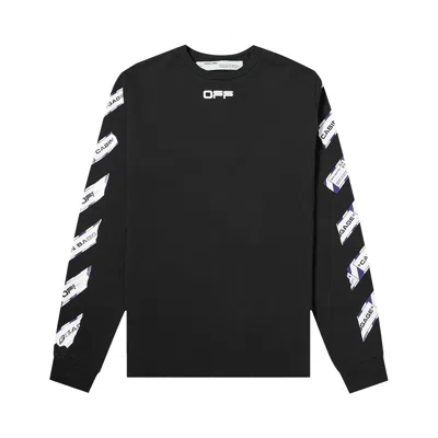 Pre-owned Off-white Airport Tape Long-sleeve T-shirt 'black'