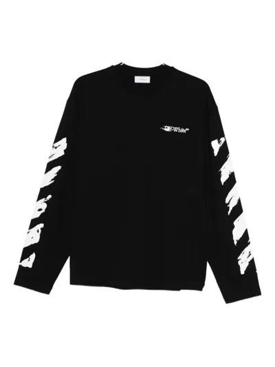 Off-white Airport Tape Long-sleeved T-shirt In Black