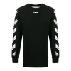 Off-white Airport Tape Printed Long-sleeved Hoodie In Black