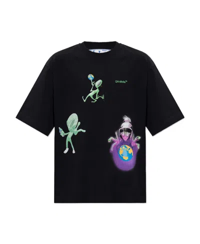Off-white Alien-print Cotton T-shirt In Black