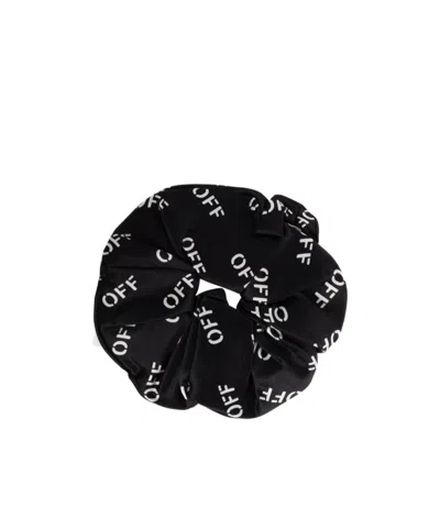 Off-white All-over Logo Patterned Scrunchie In Black