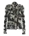 OFF-WHITE ALL-OVER PATTERNED GATHERED SHIRT