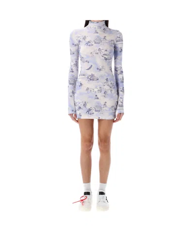 OFF-WHITE OFF-WHITE ALL-OVER PRINTED HIGH NEK MINI DRESS