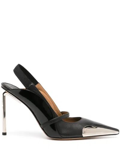 Off-white Women's Allen 100mm Leather Slingback Stiletto Heels In Black