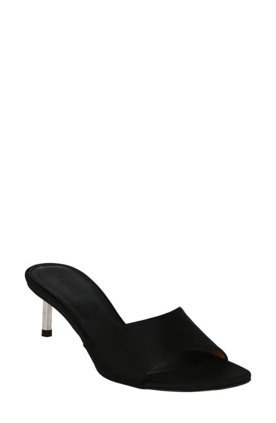 Off-White 100mm logo-plaque leather mules - Black