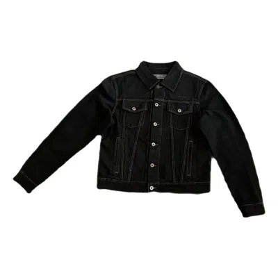 Off-white Alphabet Patterned Turn Down Collar Denim Jacket 'black'