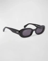 Off-white Amalfi Beveled Acetate Oval Sunglasses In Black