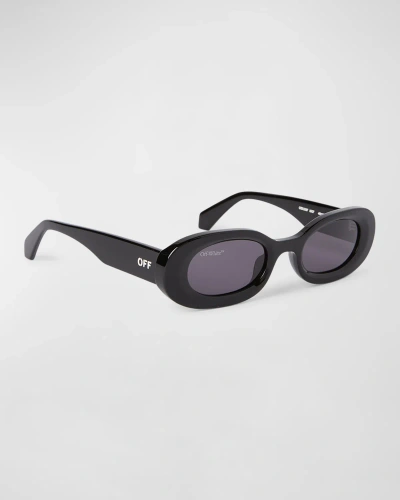 Off-white Amalfi Beveled Acetate Oval Sunglasses In Black