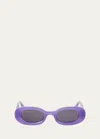 Off-white Amalfi Beveled Acetate Oval Sunglasses In Purple