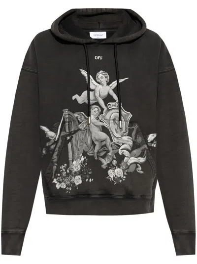 Off-white Angel Graphic-print Hoodie In Black