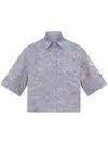 Off-white Angel-print Cropped Cotton Shirt In Purple