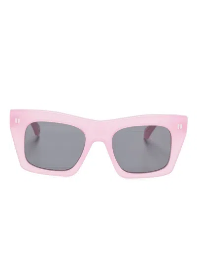 Off-white Angular Acetate Sunglasses With Soft Pink Finish In Purple