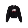 Off-white Anime Eyes Crop Crewneck Swearshirt In Black