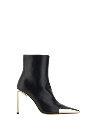 Off-white Leather Ankle Boots In Black Silv