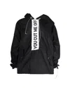 Off-white Anorak 'you Cut Me Off' Hooded Jacket In Black Nylon In Black