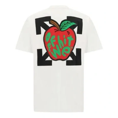 Off-white Apple Printing Short Sleeves Relaxed Fit Mens White