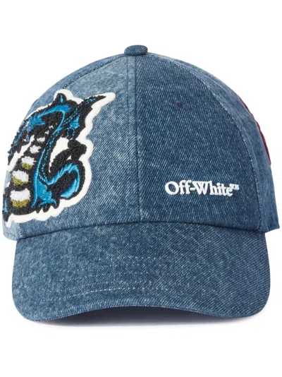 Off-white Appliqué Denim Cap In Blue