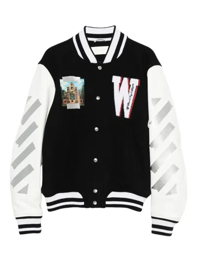 Off-white Collegejacke Mit Diagonalen Streifen In Black