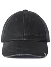 Off-white Black Distressed Denim Baseball Cap In Black