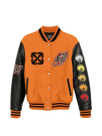 Off-white Appliquéd Logo-embroidered Jacket In Orange