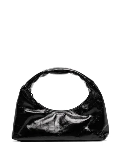 Off-white Patent Leather Arcade Shoulder Bag In Black