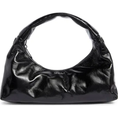 Off-white Arcade Slouch Leather Shoulder Bag In Black