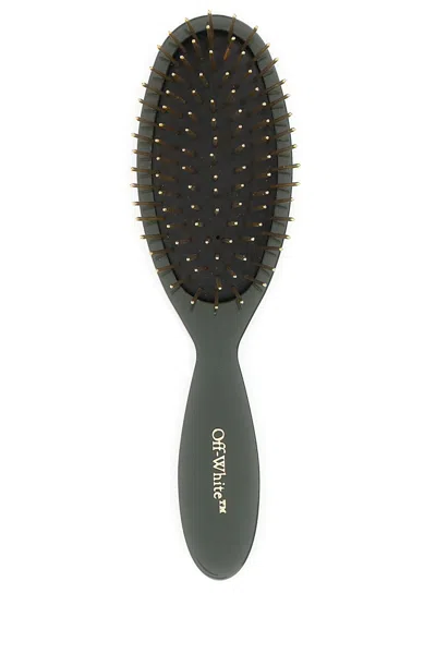 Off-white Army Green Acetate Bookish Hairbrush In Armygreengold