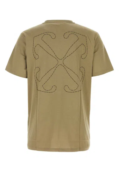 Off-white Army Green Cotton T-shirt In Beigebla