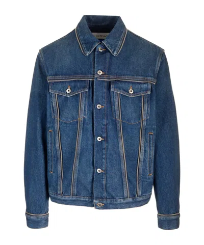 Off-white Arr Tab Zip Skate Denim Jacket In Blue