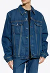 Off-white Arr Tab Zip Skate Denim Jacket In Blue