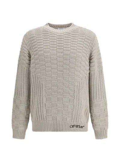 Off-white Arrow 3d Stitch Knit Crewneck In Gray